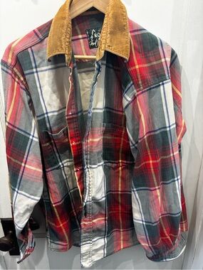 Rogue Red, Green and Blue Plaid Button-Down with Tan Corduroy Collar